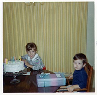 My brother Michael and I sharing a birthday cake in 1967.